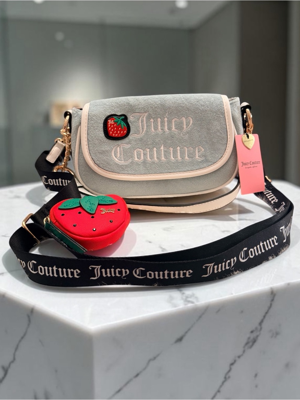 Juicy Couture Sweet N’ Juicy Strawberry Shoulder Bag w/Guitar Strap (NWT @ $89)